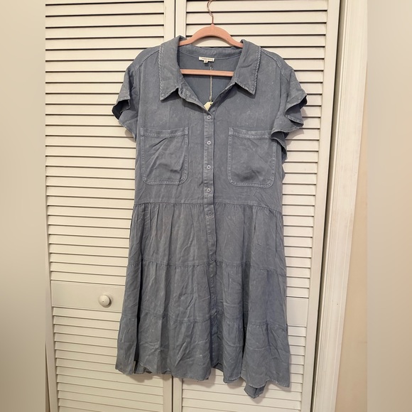 NWT - Jodifil tiered button down dress with pockets - Size 2X - Picture 3 of 7